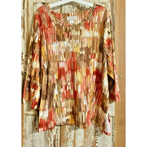 Alfred Dunner Sorrento SW 3/4 Sleeve Embellished Knit Shirt - Tercota - 3X - Picture 1 of 6
